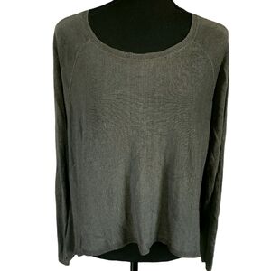 Eileen Fisher Grey Linen Blend Asymmetrical Long Sleeve Top Size Small